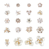 40pcs Mixed Alloy Cabochons with Pearl Crystal Flower