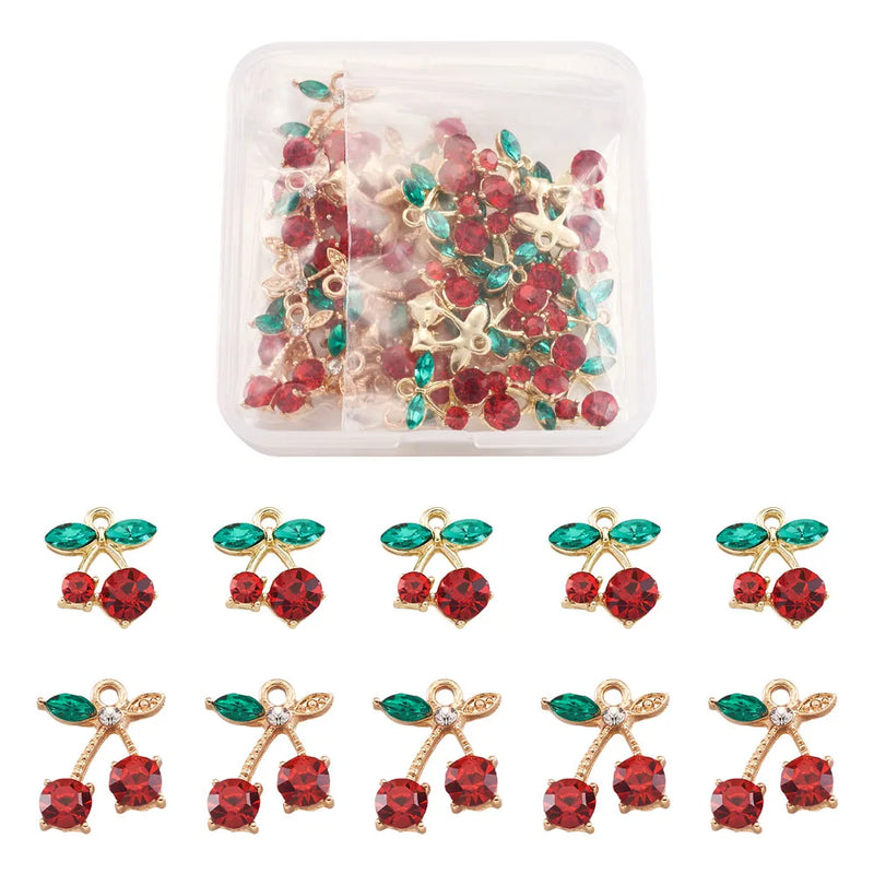 40pcs Red Cherry Alloy Charms for DIY Jewelry Making