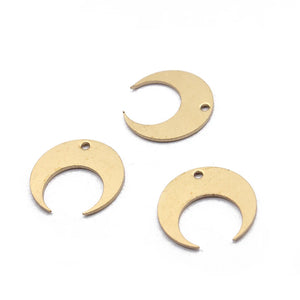 40pcs Raw Brass Horn Crescent Charms for Jewelry Making DIY Earrings Bracelet