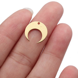 40pcs Raw Brass Horn Crescent Charms for Jewelry Making DIY Earrings Bracelet