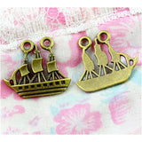 40pcs Antique Bronze Sailboat Charms Pendants DIY Jewelry