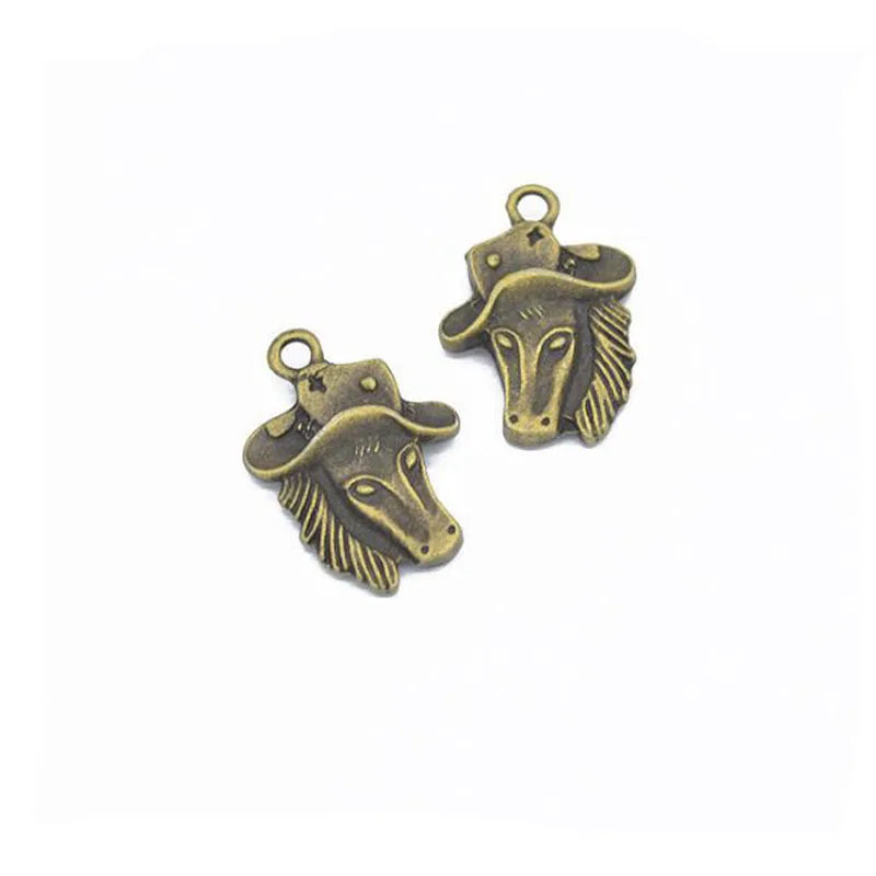 40pcs Horse With Cap Charms Pendant Antique Silver Plated Alloy 24x17mm