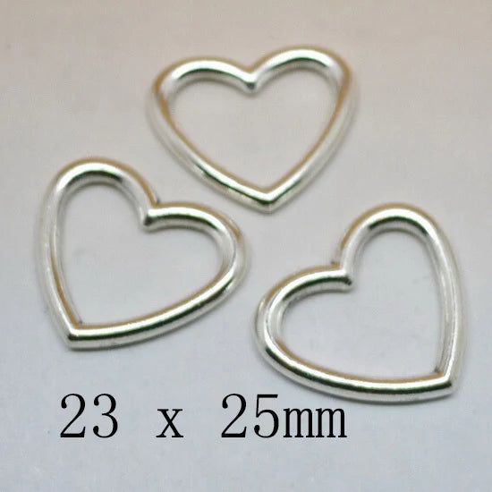 40pcs Antique Silver Plated Hollow Hearts Charms 25*23mm DIY Bracelet