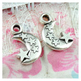 40pcs Antique Bronze/Silver Star Moon Pendants DIY Jewelry Craft Charms