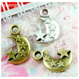 40pcs Antique Bronze/Silver Star Moon Pendants DIY Jewelry Craft Charms