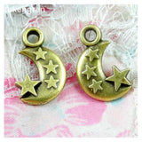 40pcs Antique Bronze/Silver Star Moon Pendants DIY Jewelry Craft Charms