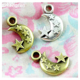 40pcs Antique Bronze/Silver Star Moon Pendants DIY Jewelry Craft Charms