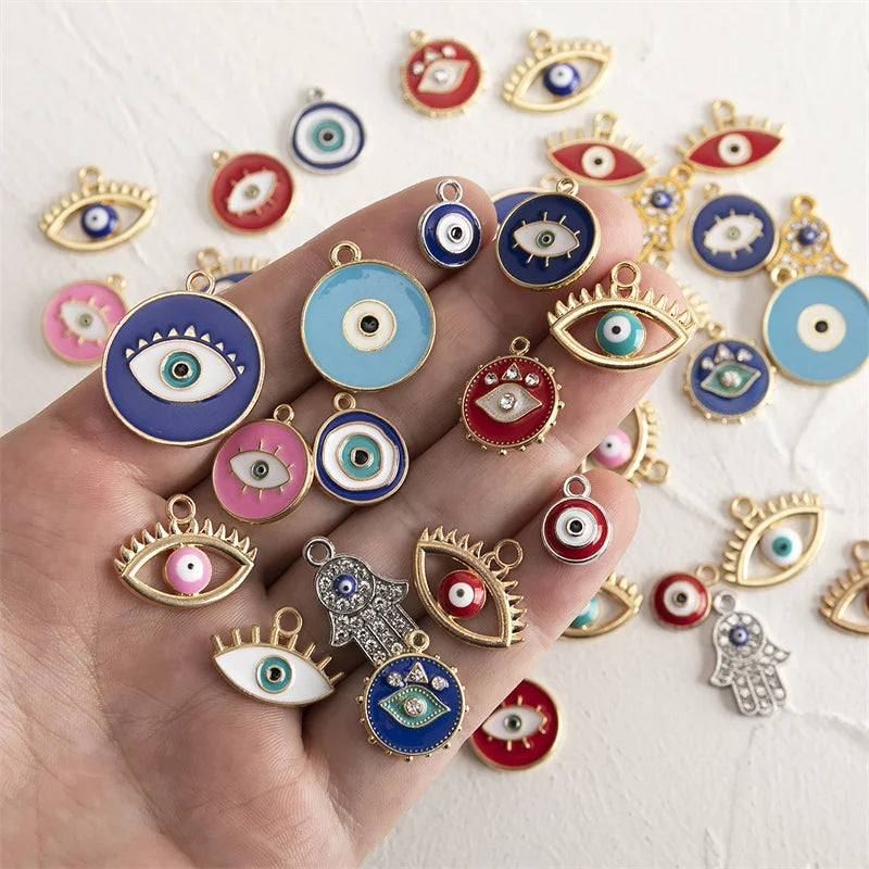 40pcs Mixed Colorful Enamel Eye Charms Pendant for DIY Necklace Bracelet