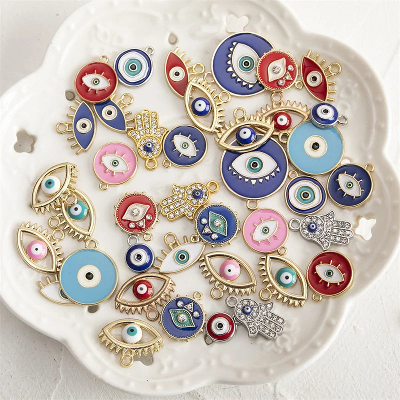40pcs Mixed Colorful Enamel Eye Charms Pendant for DIY Necklace Bracelet