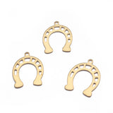 40pcs Raw Brass Hollow Horseshoe Shape Charm Pendants DIY Earrings Accessories