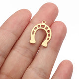 40pcs Raw Brass Hollow Horseshoe Shape Charm Pendants DIY Earrings Accessories