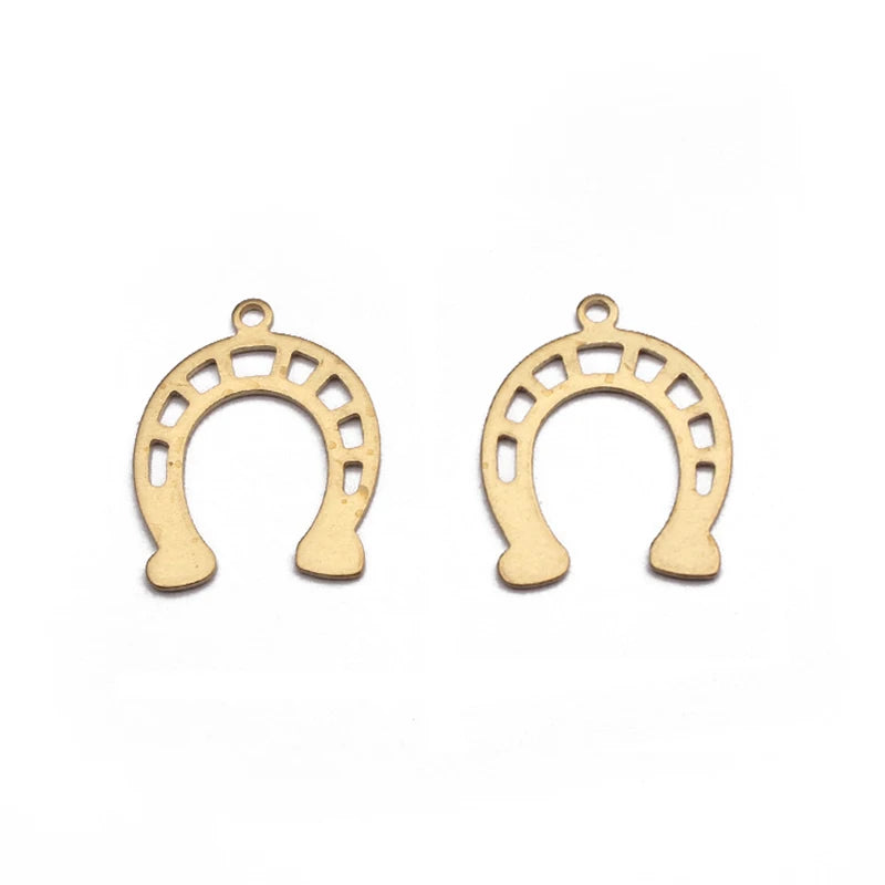 40pcs Raw Brass Hollow Horseshoe Shape Charm Pendants DIY Earrings Accessories