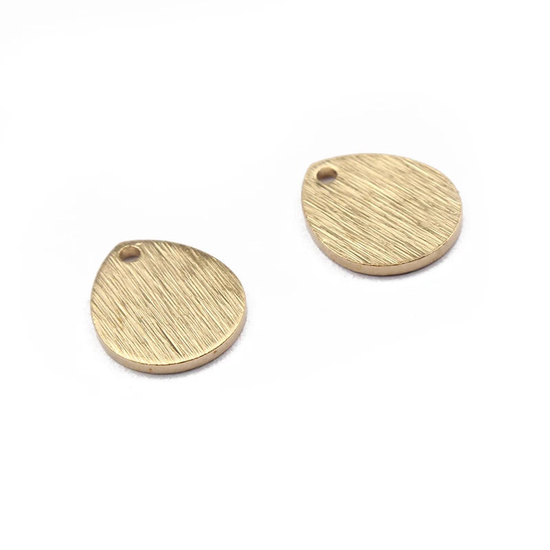 40pcs Brass 10x12mm Oval Teardrop Charms for Jewelry Making
