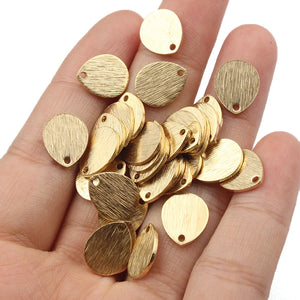 40pcs Brass 10x12mm Oval Teardrop Charms for Jewelry Making
