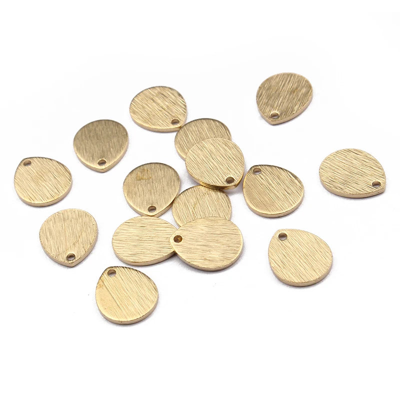 40pcs Brass 10x12mm Oval Teardrop Charms for Jewelry Making