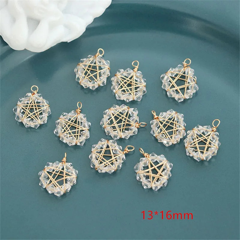40pcs Copper Rounds Starts Shape Floating Locket Charms DIY Jewelry Accessory