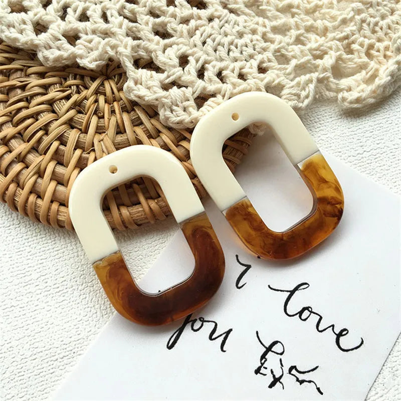 40pcs Splice Rectangular Hollow Frame Acrylic Beads for DIY Jewelry