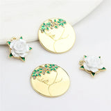 Resin Rose Girls Pattern Alloy Floating Locket Charms DIY Jewelry Accessory