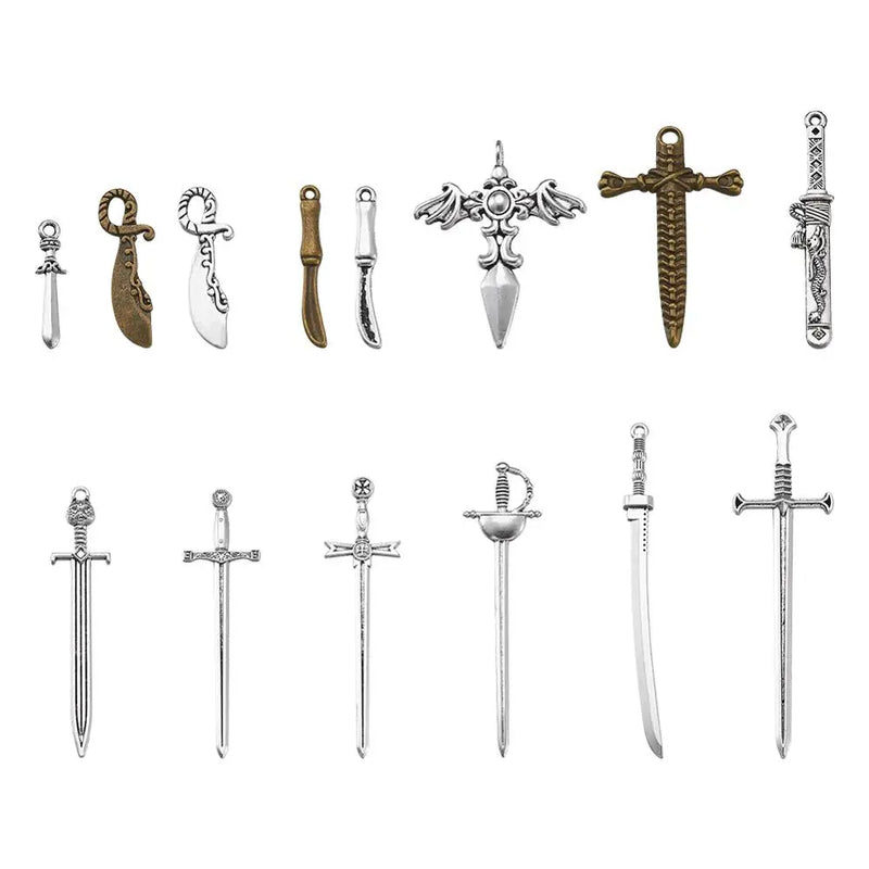 40pcs Tibetan Style Alloy Big Pendants and Sword DIY Jewelry Making Kit