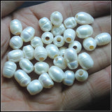 40pcs 8-9mm Freshwater Pearl Beads 3.0mm Hole Loose Beads for Bracelets