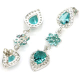 Gorgeous Aquamarine Citrine Tanzanite CZ Earrings, 925 Sterling Silver