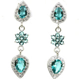 Gorgeous Aquamarine Citrine Tanzanite CZ Earrings, 925 Sterling Silver
