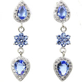 Gorgeous Aquamarine Citrine Tanzanite CZ Earrings, 925 Sterling Silver