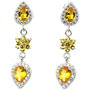Gorgeous Aquamarine Citrine Tanzanite CZ Earrings, 925 Sterling Silver