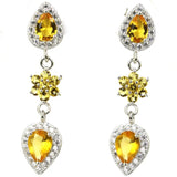 Gorgeous Aquamarine Citrine Tanzanite CZ Earrings, 925 Sterling Silver