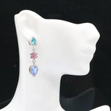 Lovely 4.6g Tanzanite Pink Kunzite Aquamarine CZ Silver Earrings