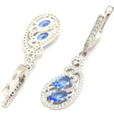 Red Ruby Tanzanite CZ Women 925 Silver Earrings