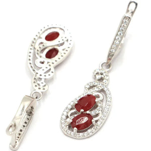 Red Ruby Tanzanite CZ Women 925 Silver Earrings