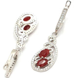 Red Ruby Tanzanite CZ Women 925 Silver Earrings