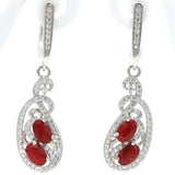 Red Ruby Tanzanite CZ Women 925 Silver Earrings