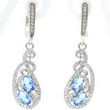 Red Ruby Tanzanite CZ Women 925 Silver Earrings