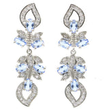 Golden Citrine Tanzanite CZ Silver Earrings Drop