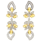Golden Citrine Tanzanite CZ Silver Earrings Drop