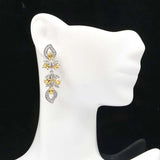 Golden Citrine Tanzanite CZ Silver Earrings Drop