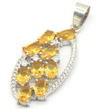 Stunning Golden Citrine CZ Women Engagement Silver Pendant