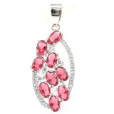 Pink Garnet CZ Silver Pendant