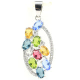 Eye-Catching Rhodolite Garnet Citrine Tanzanite Pendant