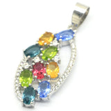 Eye-Catching Rhodolite Garnet Citrine Tanzanite Pendant