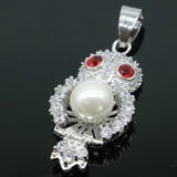 Owl Pendant Jewelry Set with Blood Ruby Pearl and Cubic Zircon