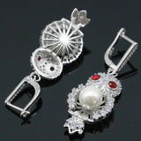 Owl Pendant Jewelry Set with Blood Ruby Pearl and Cubic Zircon