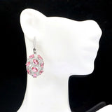 Pink Tourmaline CZ 925 Silver Earrings, Wedding Jewelry