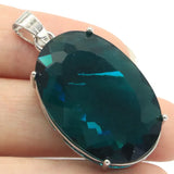 Big Oval Spessartine Garnet Aquamarine Silver Pendant