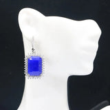 Rectangle Pink Kunzite Sapphire CZ Silver Earrings