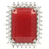 18x13mm Cut Green Emerald Red Ruby Jewelry Set