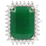 18x13mm Cut Green Emerald Red Ruby Jewelry Set