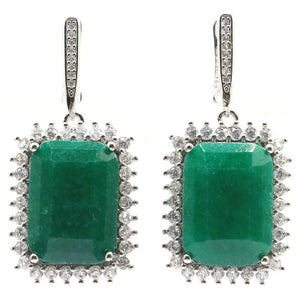 18x13mm Cut Green Emerald Red Ruby Jewelry Set